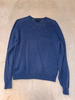 Lands' End Blue V-Neck Sweater Size Medium
